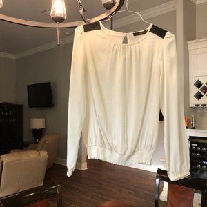 Leather detail blouse